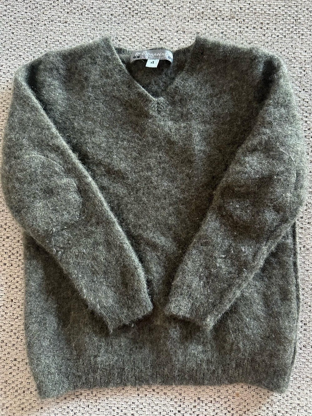 Bonpoint Paris Kids 100% cashmere Sweater Size 4 Brushed Fuzzy Luxury Knot